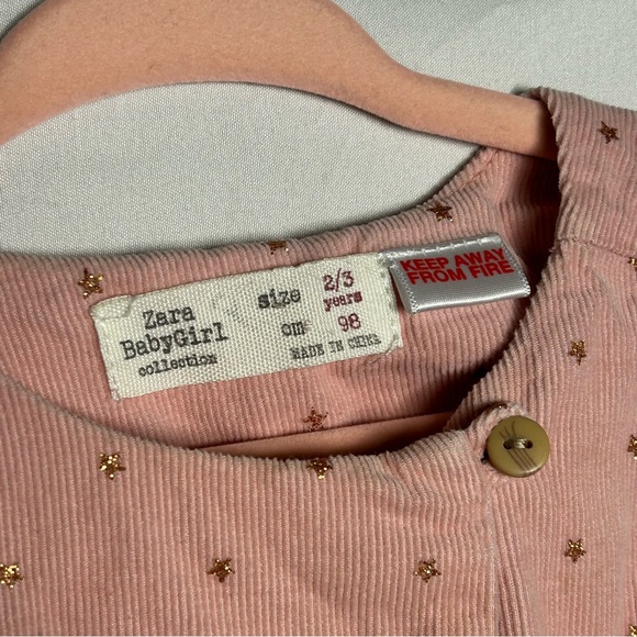 Zara Baby Girl Collections Pink Dress with Starts Long Sleeves Size 2 to 3 years - Picture 4 of 9